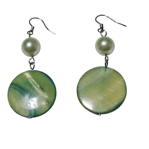 Elegant Boho Green Shell Bead Drop Earrings Statement Fashion Jewelry Women - Picture 3 of 4